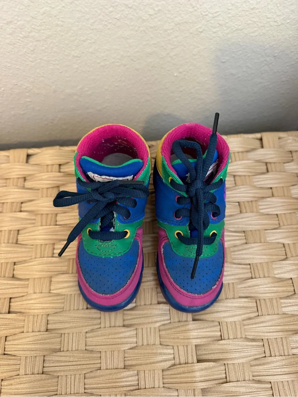 Y2K Barney Colorblock Kids High-Top Sneakers size 7